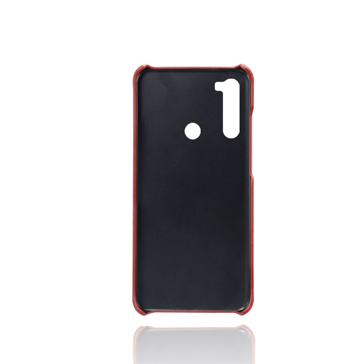KSQ Dual Card Slots PU Leather Coated Hard PC Case for Xiaomi Redmi Note 8 - Red-2