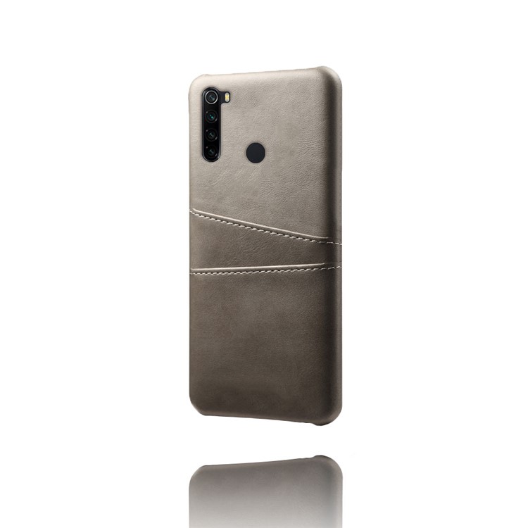 KSQ Dual Card Slots PU Leather Coated Hard PC Case for Xiaomi Redmi Note 8 - Grey-4