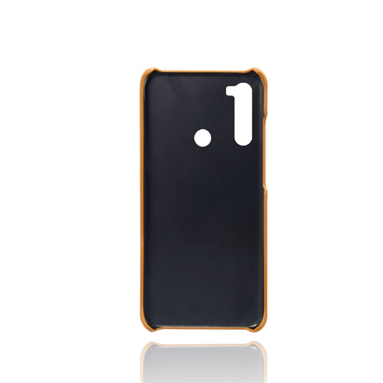 KSQ Dual Card Slots PU Leather Coated Hard PC Case for Xiaomi Redmi Note 8 - Brown-2