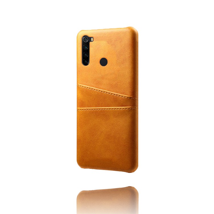 KSQ Dual Card Slots PU Leather Coated Hard PC Case for Xiaomi Redmi Note 8 - Brown-4
