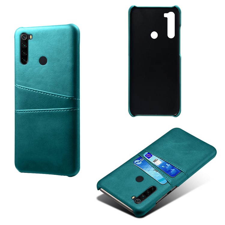 KSQ Dual Card Slots PU Leather Coated Hard PC Case for Xiaomi Redmi Note 8 - Green-1