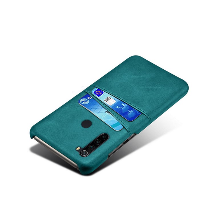 KSQ Dual Card Slots PU Leather Coated Hard PC Case for Xiaomi Redmi Note 8 - Green-3