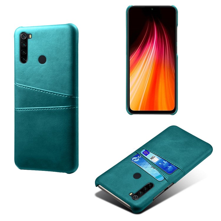 KSQ Dual Card Slots PU Leather Coated Hard PC Case for Xiaomi Redmi Note 8 - Green-5