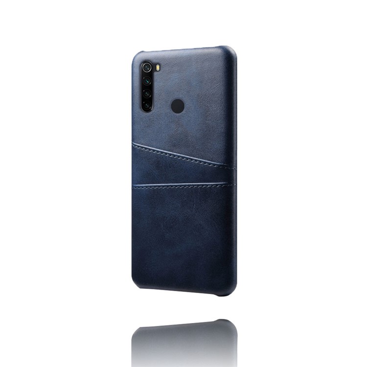 KSQ Dual Card Slots PU Leather Coated Hard PC Case for Xiaomi Redmi Note 8 - Blue-4