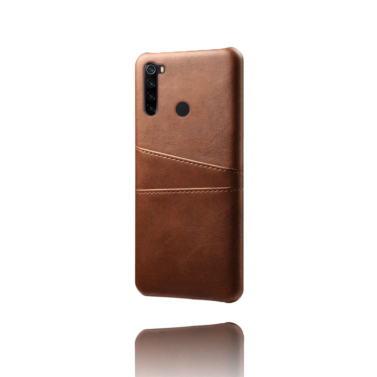 KSQ Dual Card Slots PU Leather Coated Hard PC Case for Xiaomi Redmi Note 8 - Coffee-4