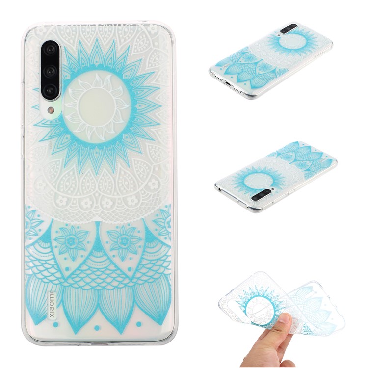 Boîtier Arrière En TPU Souple Pour Impression Transparente De Modèle Pour Xiaomi Mi Cc9 / Mi CC9 Édition Meitu - Motif Bleu-1