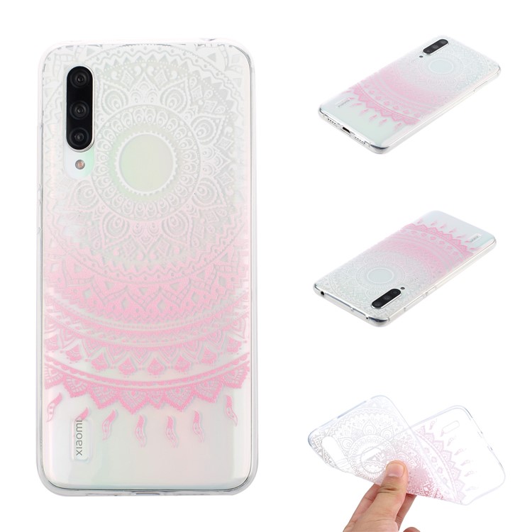 Clear Pattern Printing Soft TPU Back Cover for Xiaomi Mi CC9e/Mi A3 - Pink Pattern-1
