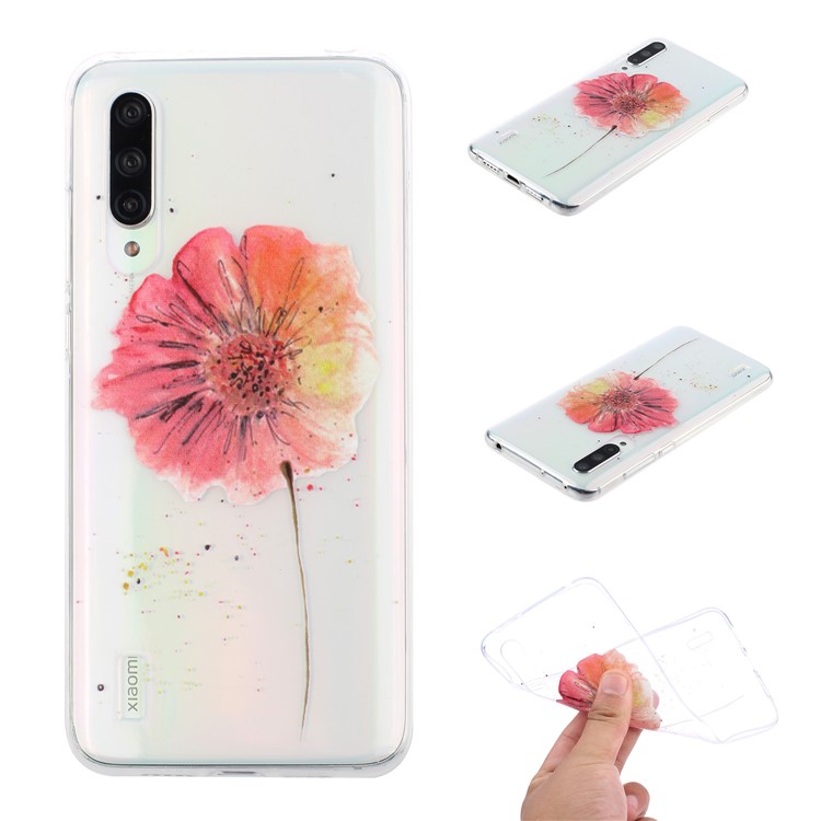 Clear Pattern Printing Soft TPU Back Cover for Xiaomi Mi CC9e/Mi A3 - Flower-1