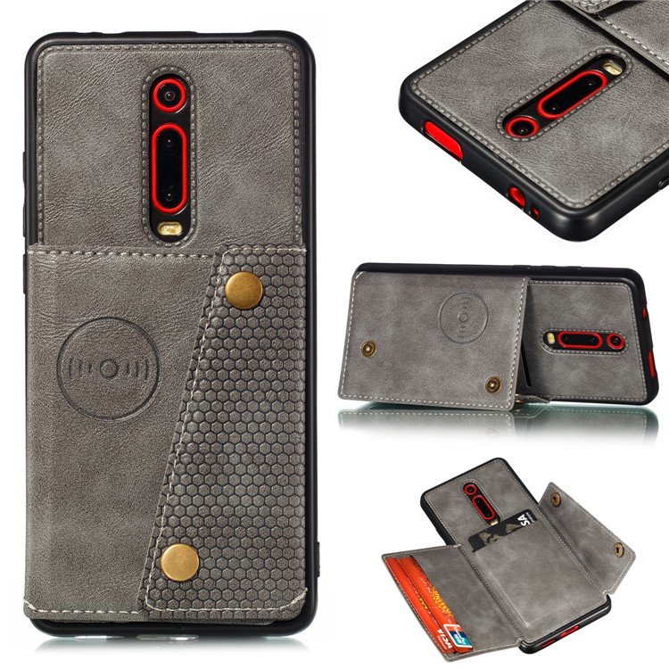 PU Leather Coated TPU Magnetic Cell Case for Xiaomi Redmi K20 / Mi 9T / K20 Pro / Mi 9T Pro - Grey-1