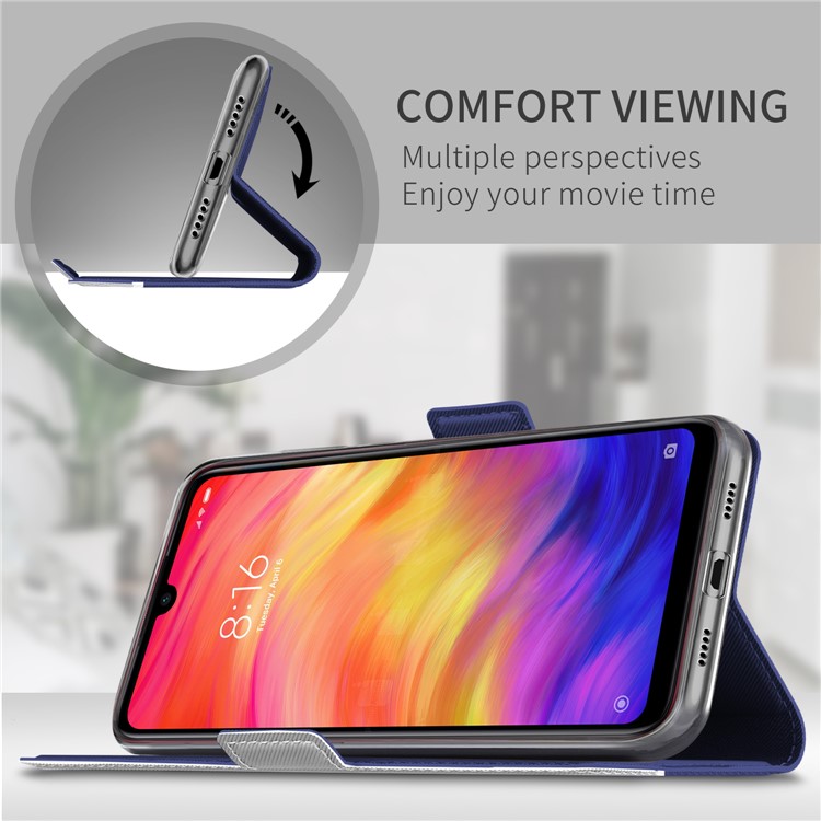 BaiYu Series Leather Shell for Xiaomi Redmi Note 7S / Note 7 / Note 7 Pro (India) - Blue-3