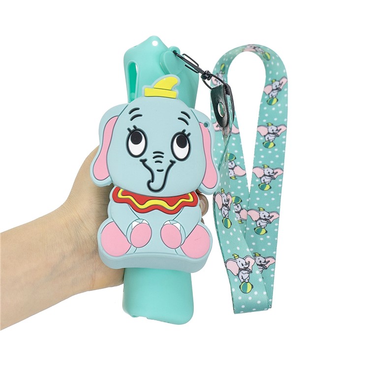 With Strap Wallet Pocket for Xiaomi Mi CC9 / Mi CC9 Meitu Edition/ Mi 9 Lite TPU+Silicone+Nylon Case - Cyan Elephant-5