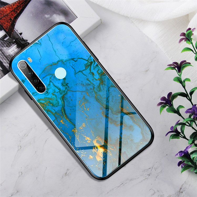 Gradient Color Tempered Glass + PC + TPU Covering for Xiaomi Redmi Note 8 - Blue/Gold-1