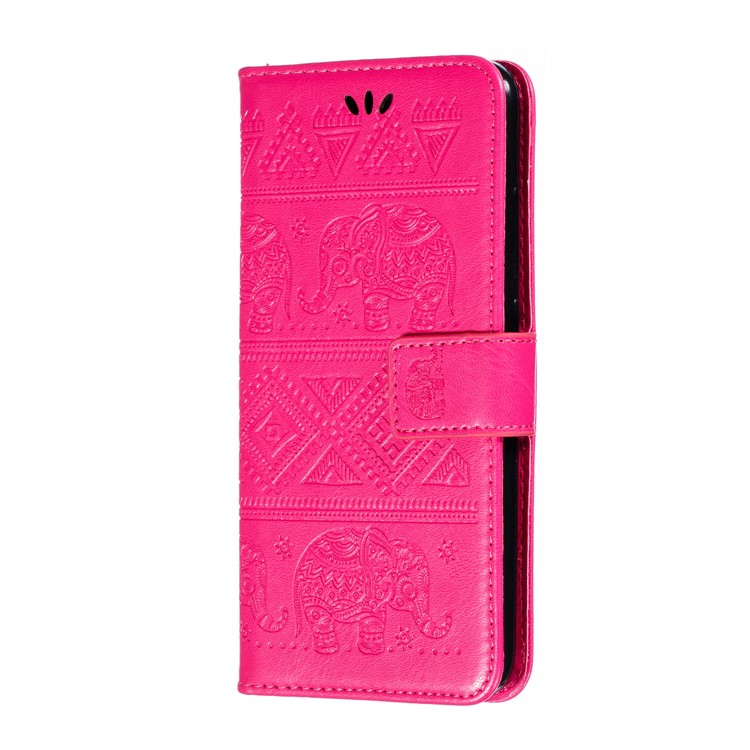 Imprint Elephant Pattern Wallet Stand Flip Leather Phone Cover for Xiaomi Mi CC9e/Mi A3 - Rose-3