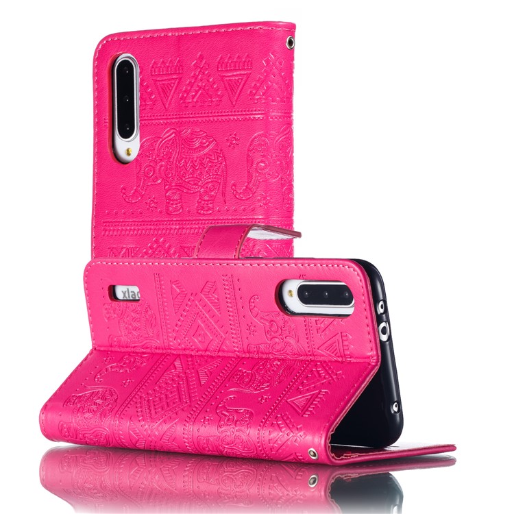 Imprint Elephant Pattern Wallet Stand Flip Leather Phone Cover for Xiaomi Mi CC9e/Mi A3 - Rose-7