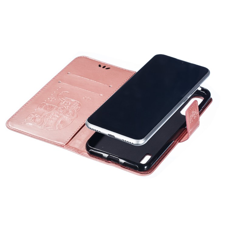 Imprint Elephant Pattern Wallet Stand Flip Leather Phone Cover for Xiaomi Mi CC9e/Mi A3 - Rose Gold-10