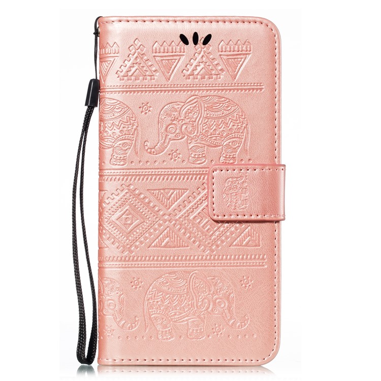 Imprint Elephant Pattern Wallet Stand Flip Leather Phone Cover for Xiaomi Mi CC9e/Mi A3 - Rose Gold-2