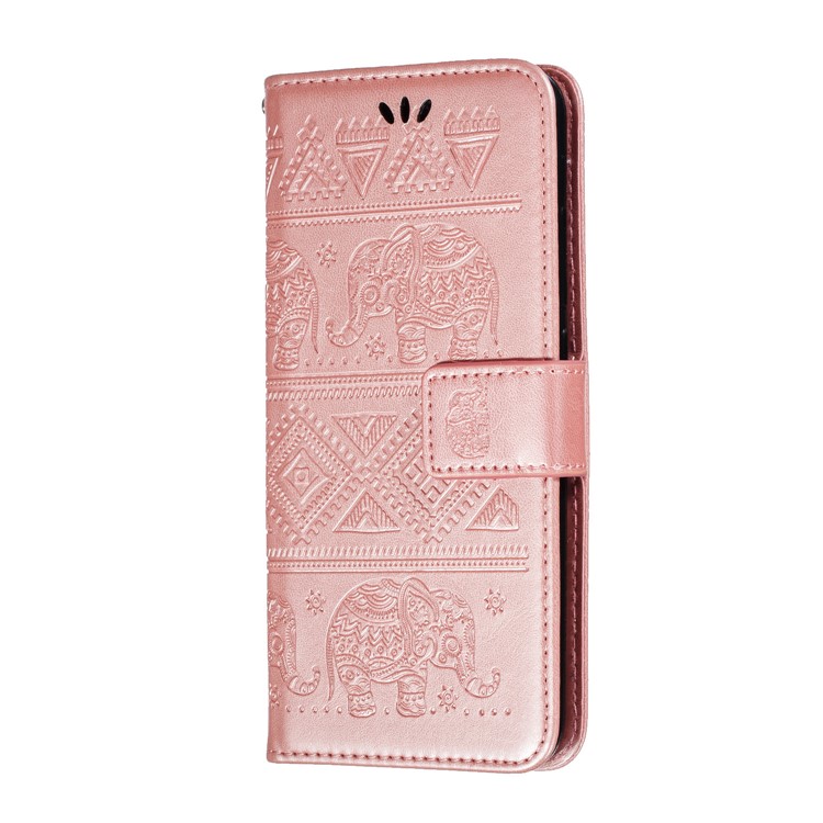 Imprint Elephant Pattern Wallet Stand Flip Leather Phone Cover for Xiaomi Mi CC9e/Mi A3 - Rose Gold-3