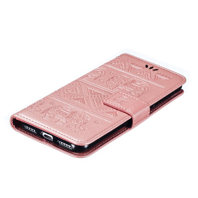 Imprint Elephant Pattern Wallet Stand Flip Leather Phone Cover for Xiaomi Mi CC9e/Mi A3 - Rose Gold-5