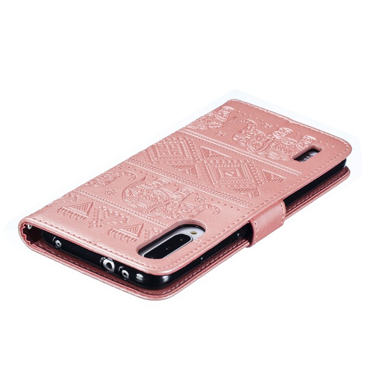 Imprint Elephant Pattern Wallet Stand Flip Leather Phone Cover for Xiaomi Mi CC9e/Mi A3 - Rose Gold-6