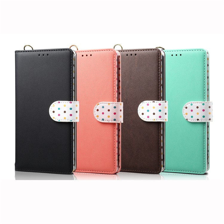 Retro Dots Skin Leather Cover with Strap for Xiaomi Mi CC9e / Mi A3 - Black-12