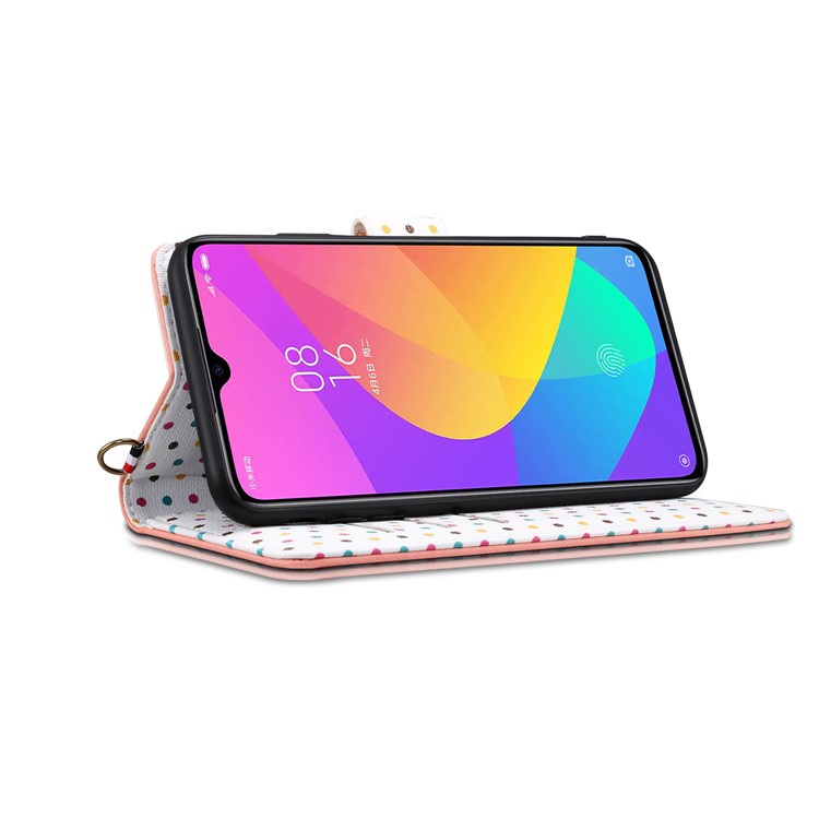 Retro Dots Skin Leather Cover with Strap for Xiaomi Mi CC9e / Mi A3 - Orange-3