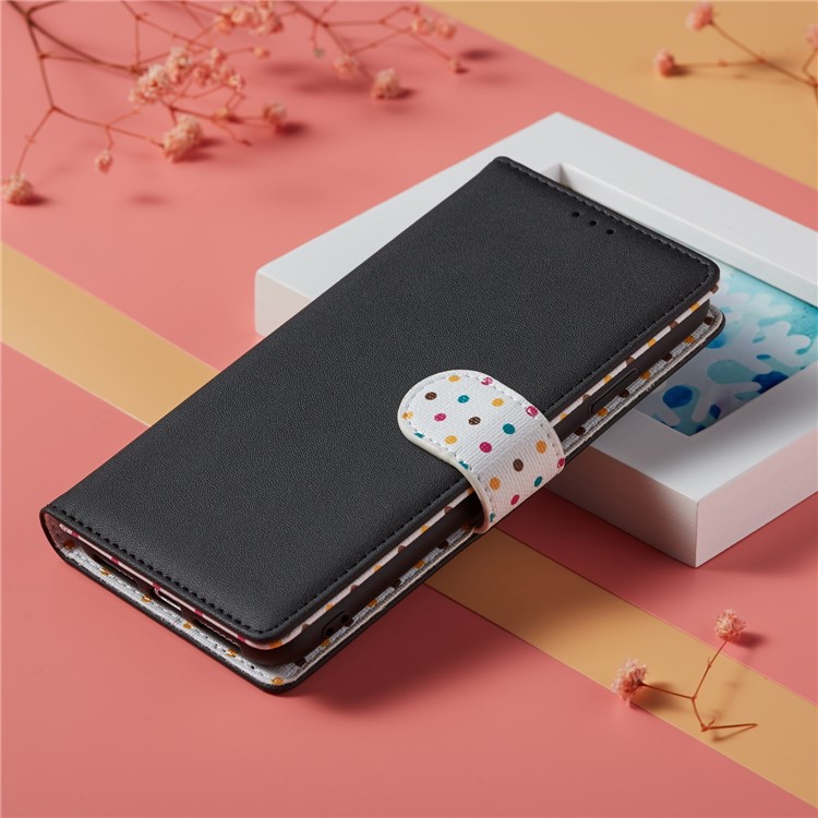 Dots Retro Leather Mobile Shell with Strap for Xiaomi Mi CC9 / Mi CC9 Meitu Edition - Black-10