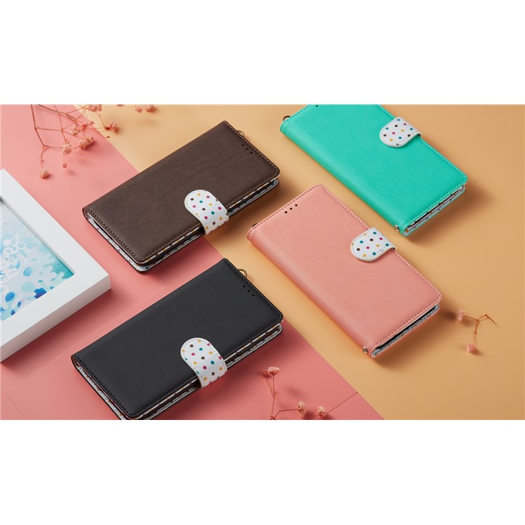 Dots Retro Leather Mobile Shell with Strap for Xiaomi Mi CC9 / Mi CC9 Meitu Edition - Black-12