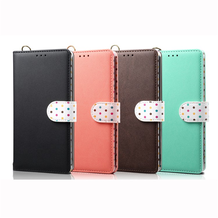 Dots Retro Leather Mobile Shell with Strap for Xiaomi Mi CC9 / Mi CC9 Meitu Edition - Black-13