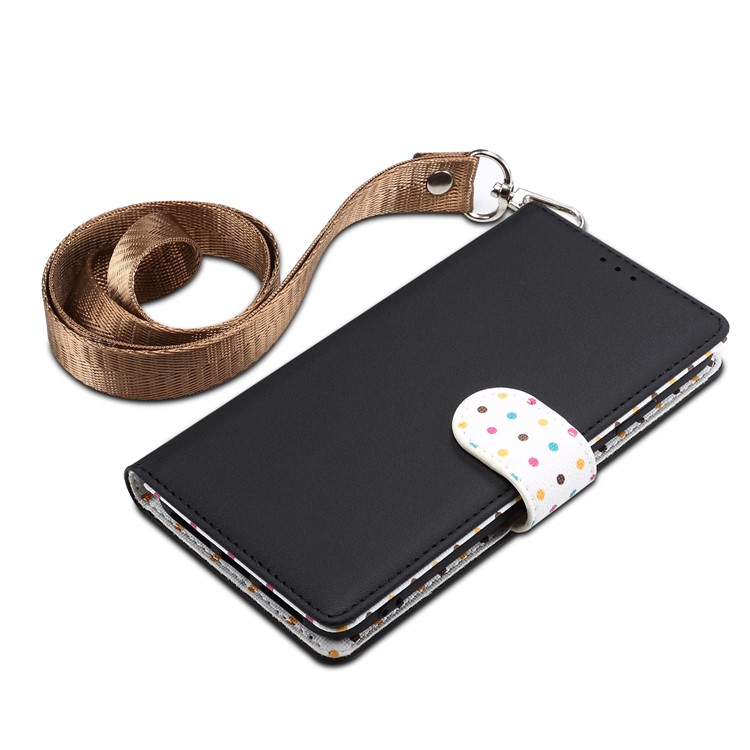 Dots Retro Leather Mobile Shell with Strap for Xiaomi Mi CC9 / Mi CC9 Meitu Edition - Black-6