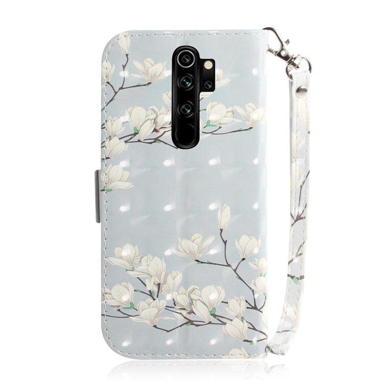 Pattern Printing Leather Wallet Protective Case with Strap for Xiaomi Redmi Note 8 Pro - Flower-3