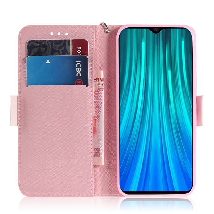 Pattern Printing Leather Wallet Protective Case with Strap for Xiaomi Redmi Note 8 Pro - Flower-7