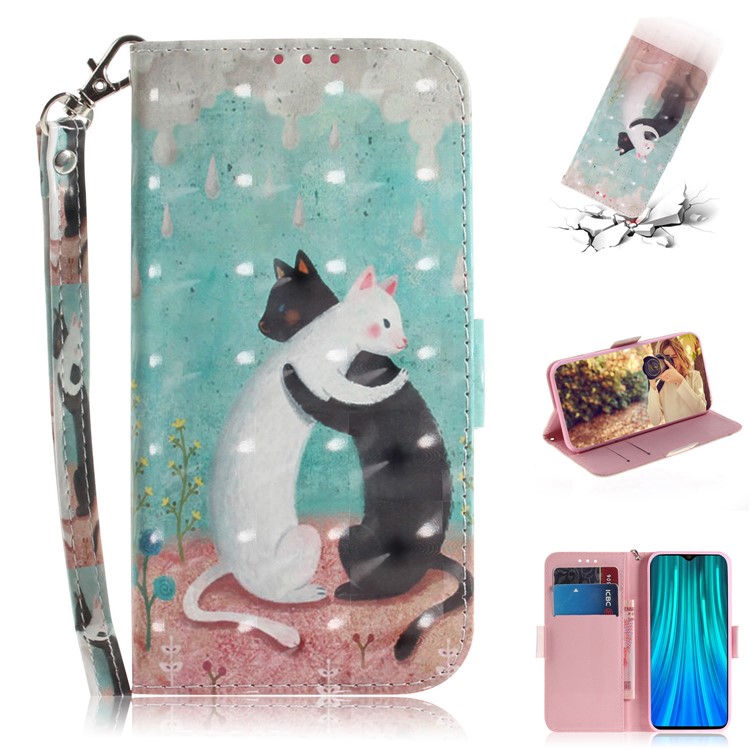 Pattern Printing Leather Wallet Protective Case with Strap for Xiaomi Redmi Note 8 Pro - Cats-1