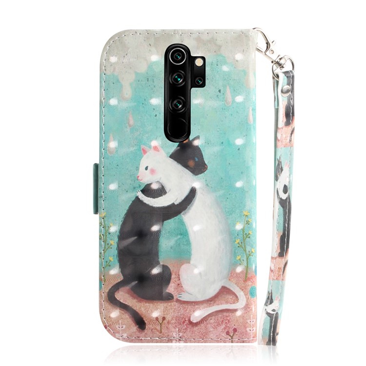 Pattern Printing Leather Wallet Protective Case with Strap for Xiaomi Redmi Note 8 Pro - Cats-3