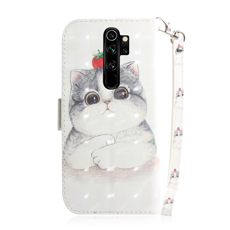 Pattern Printing Leather Wallet Protective Case with Strap for Xiaomi Redmi Note 8 Pro - Cute Cat-3