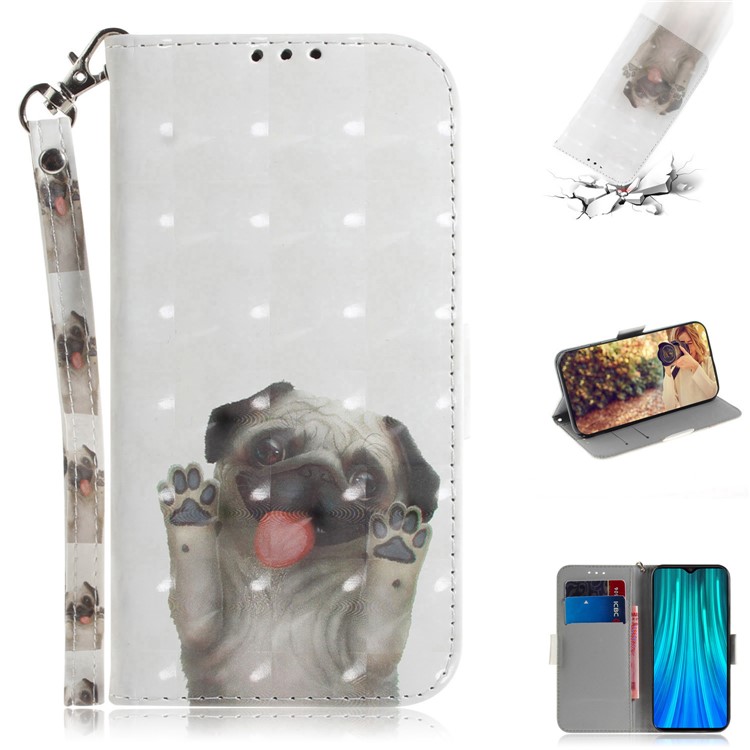 Pattern Printing Leather Wallet Protective Case with Strap for Xiaomi Redmi Note 8 Pro - Cute Dog-1