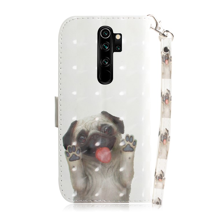 Pattern Printing Leather Wallet Protective Case with Strap for Xiaomi Redmi Note 8 Pro - Cute Dog-3