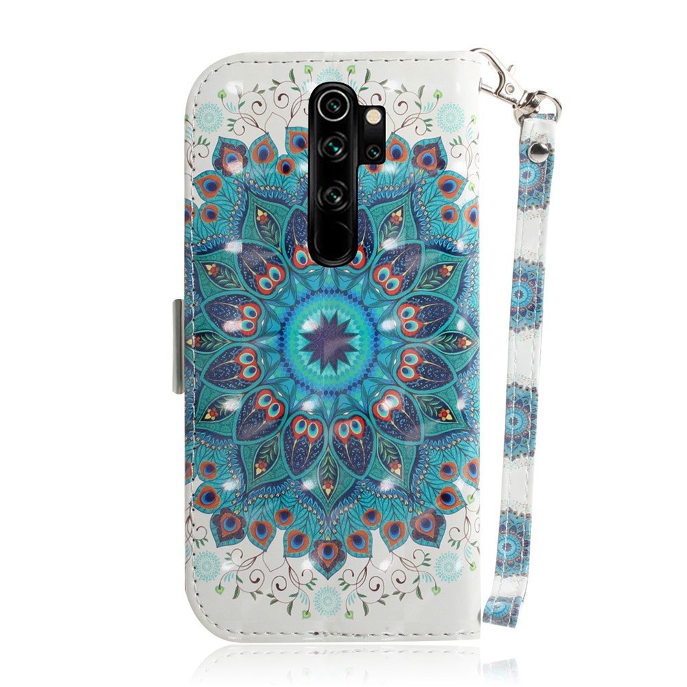 Pattern Printing Leather Wallet Protective Case with Strap for Xiaomi Redmi Note 8 Pro - Colorized Flower-3