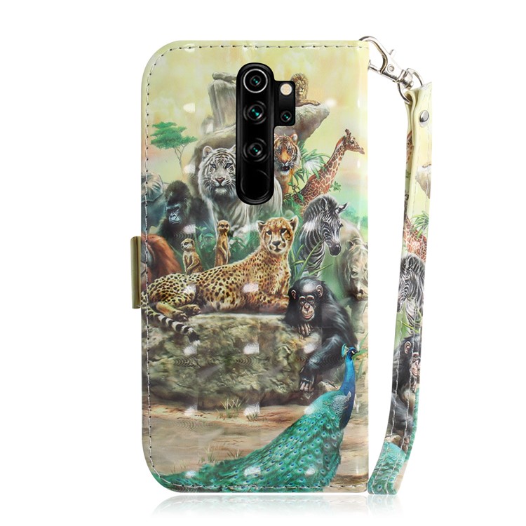Pattern Printing Leather Wallet Protective Case with Strap for Xiaomi Redmi Note 8 Pro - Animals-3