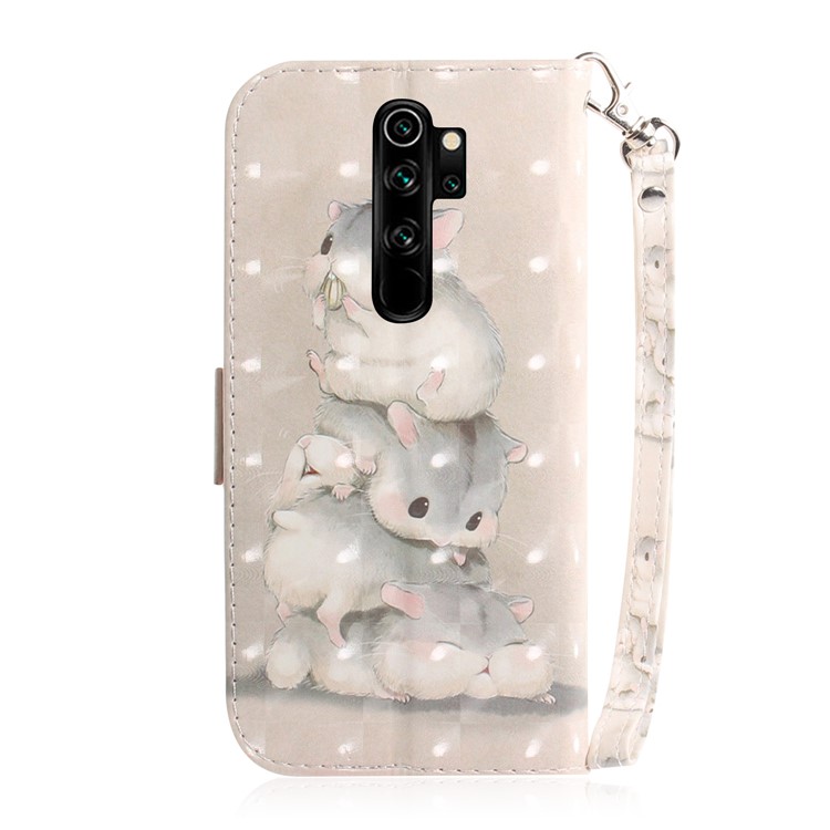 Pattern Printing Leather Wallet Protective Case with Strap for Xiaomi Redmi Note 8 Pro - Mice-3