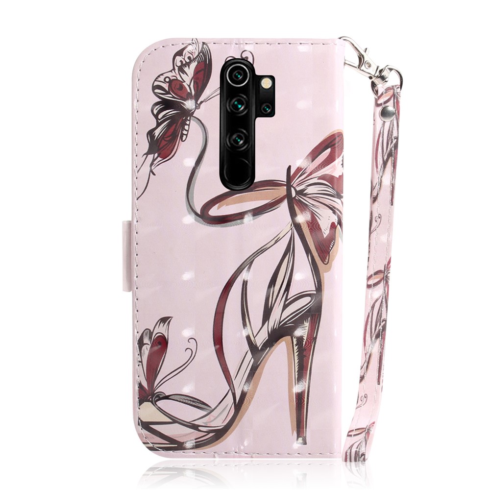 Pattern Printing Leather Wallet Protective Case with Strap for Xiaomi Redmi Note 8 Pro - High-heel Shoe-3