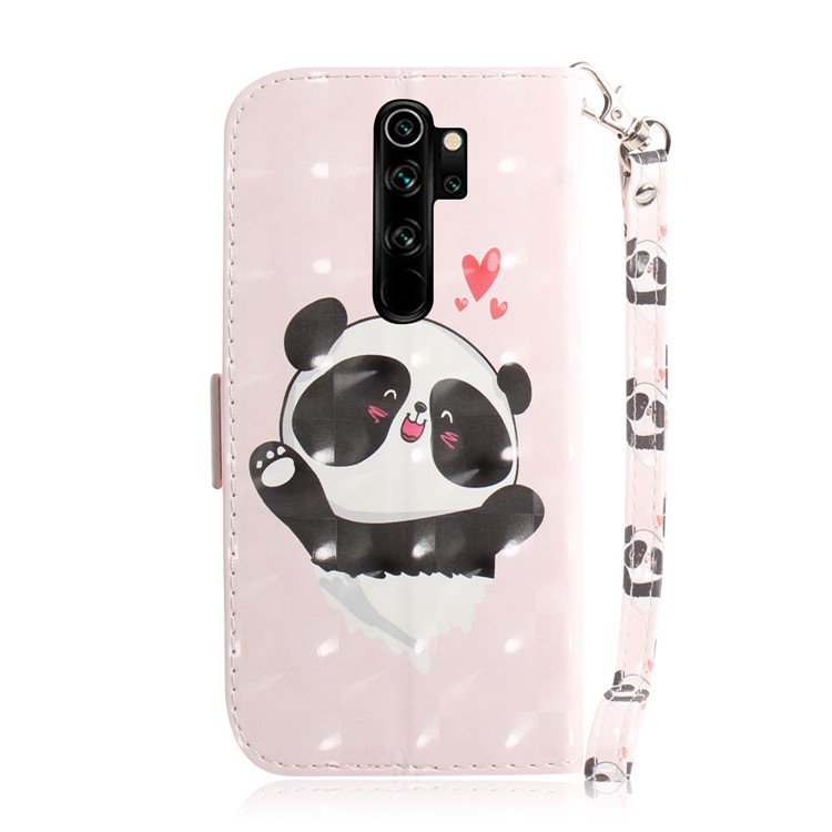 Portage Portage Portefeuille en Cuir Case de Protection Avec Sangle Pour Xiaomi Redmi Note 8 Pro - Panda Mignon