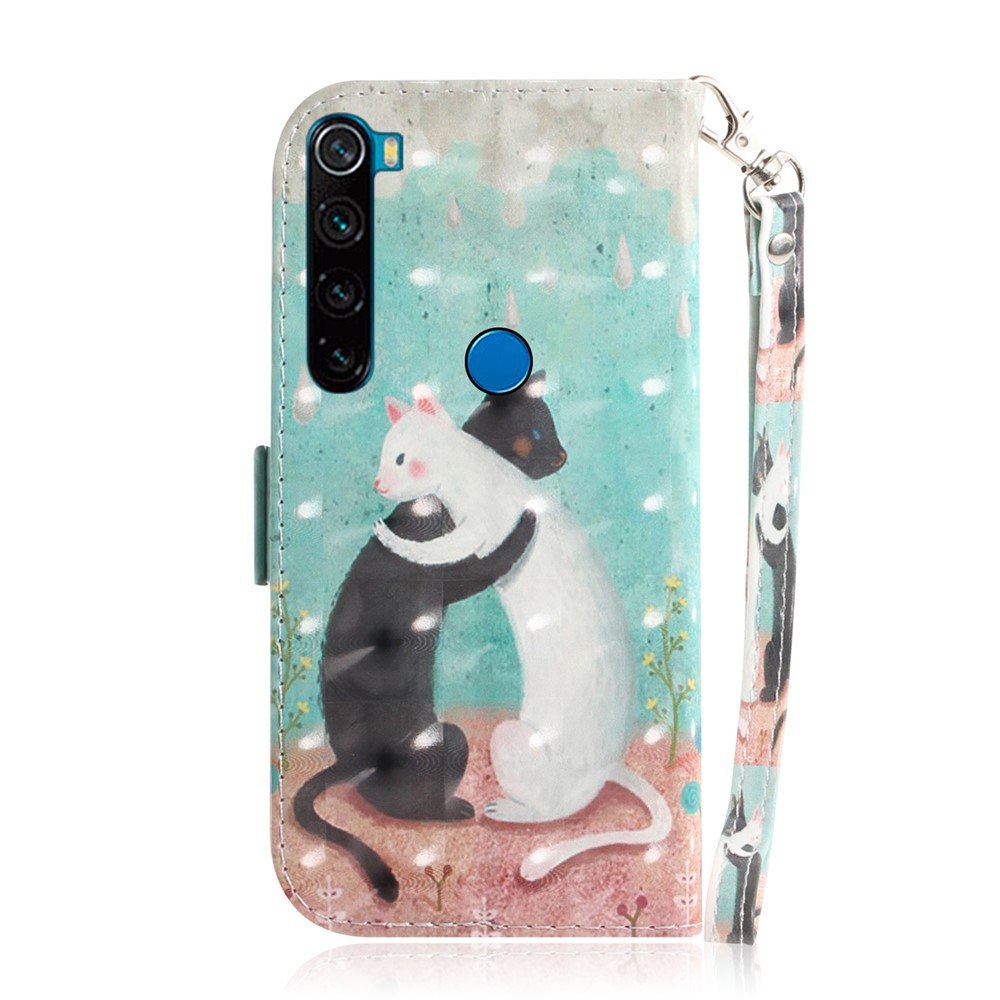 Pattern Printing Leather Wallet Cover Case with Strap for Xiaomi Redmi Note 8 - Cats-3