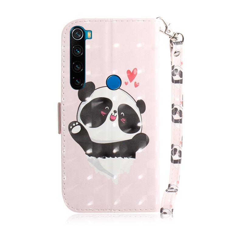 Pattern Printing Leather Wallet Cover Case with Strap for Xiaomi Redmi Note 8 - Cute Panda-3
