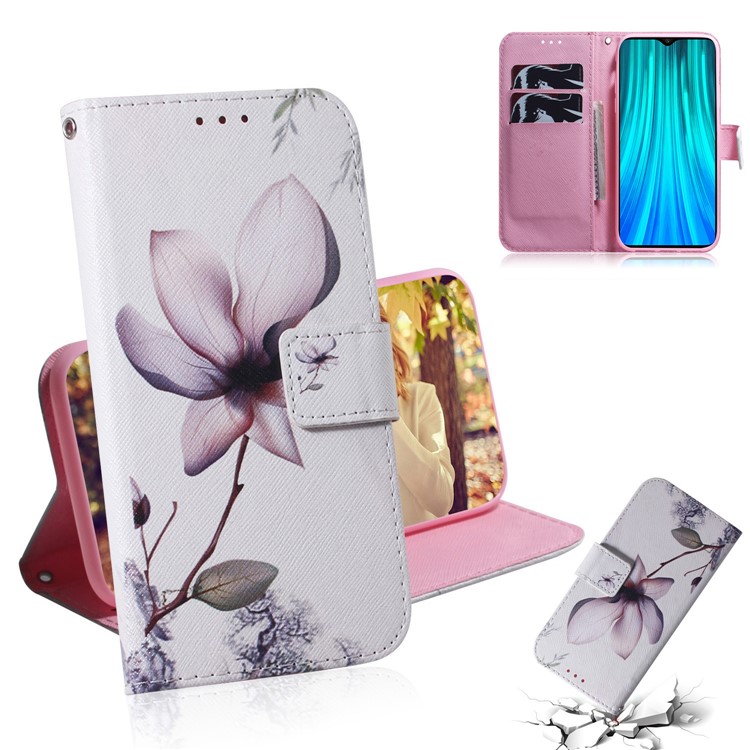 Pattern Printing Leather Wallet Stand Case for Xiaomi Redmi Note 8 Pro - Beautiful Flowers-1