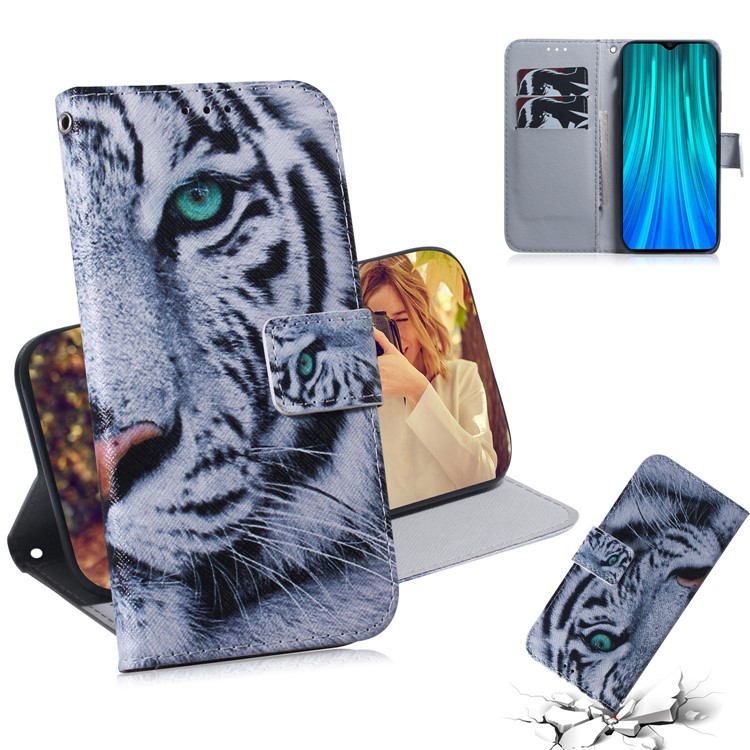 Pattern Printing Leather Wallet Stand Case for Xiaomi Redmi Note 8 Pro - Tiger-1
