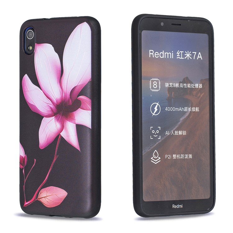 Musterdruck Geprägte TPU-Hülle Für Xiaomi Redmi 7A - Blumenmuster-3