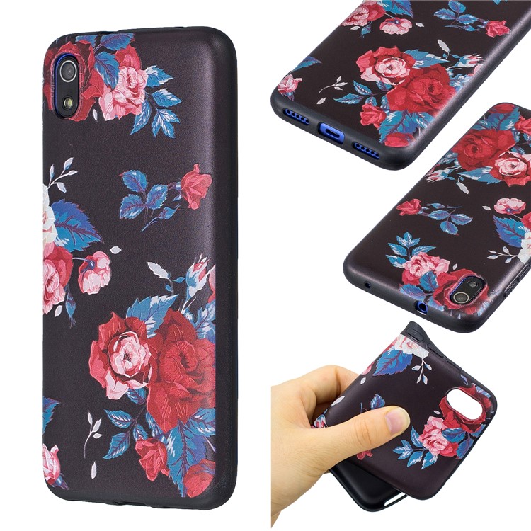 Pattern Printing Embossed TPU Shell Case for Xiaomi Redmi 7A - Vivid Flowers-1
