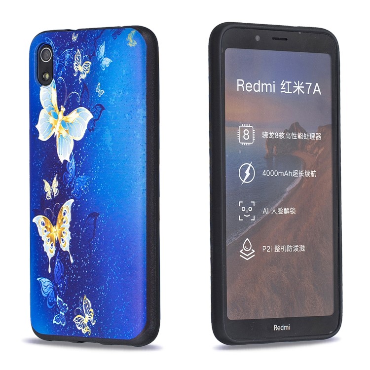 Шаблон Печати Тиснением ТПУ Чехол Для Xiaomi Redmi 7A - Бабочка-3