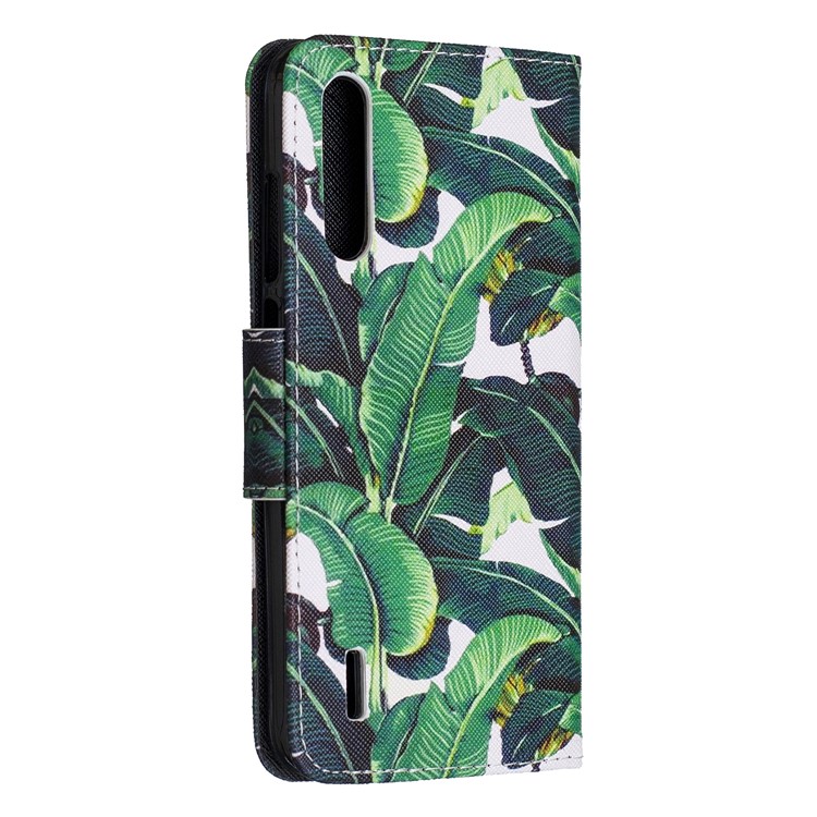 Pattern Printing Leather Stand Wallet Phone Casing for Xiaomi Mi CC9 / Mi CC9 Meitu Edition / Mi 9 Lite - Leaf-3