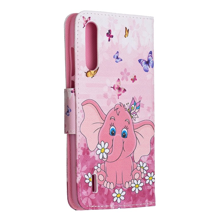 Pattern Printing Leather Stand Wallet Phone Casing for Xiaomi Mi CC9/Mi CC9 Meitu Edition/Mi A3 Lite - Pink Elephant-3